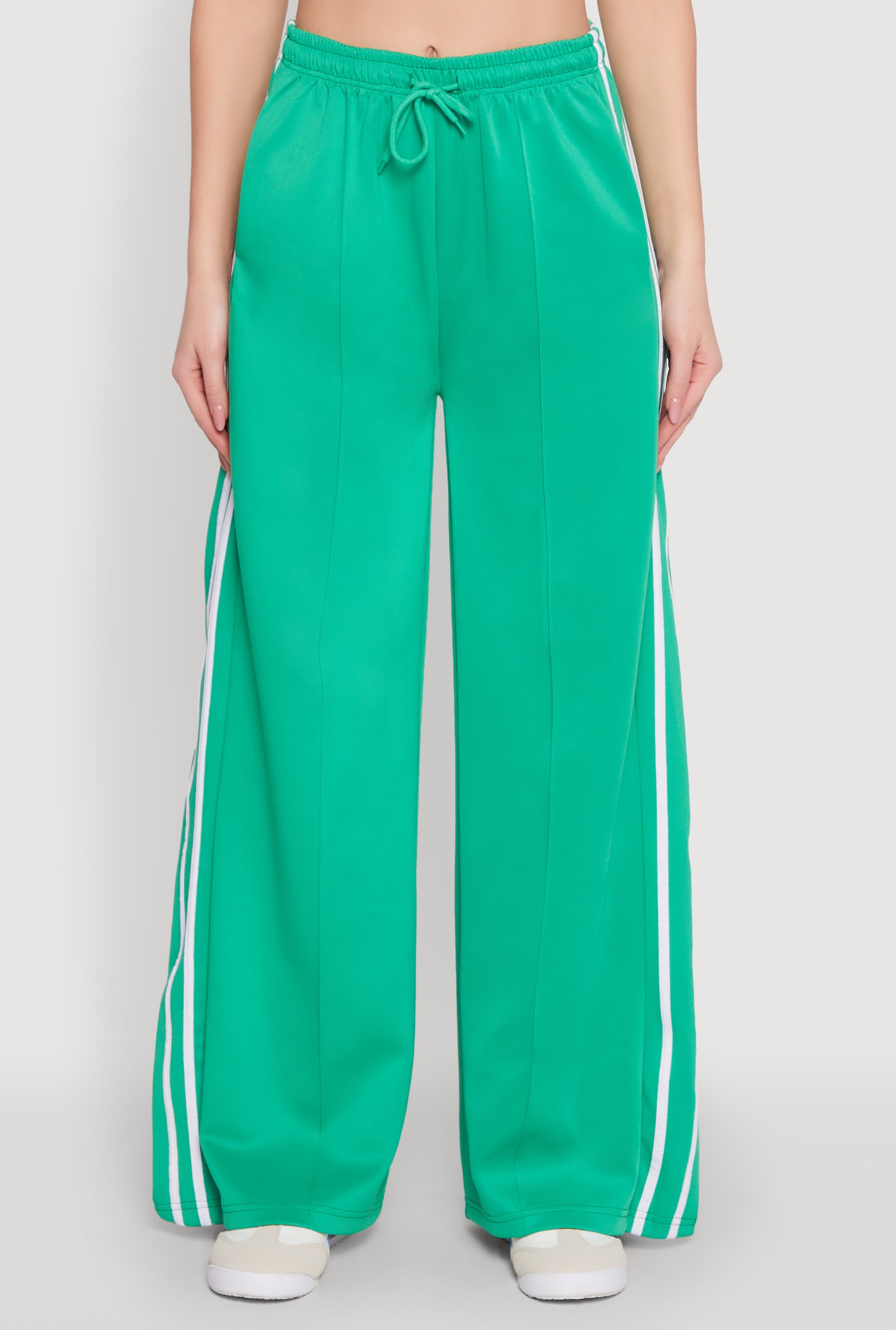 Pintuck Varsity Stripe Side Slit Pants