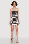 Race Day Patchwork Print Mini Skirt with Drawstring Waist