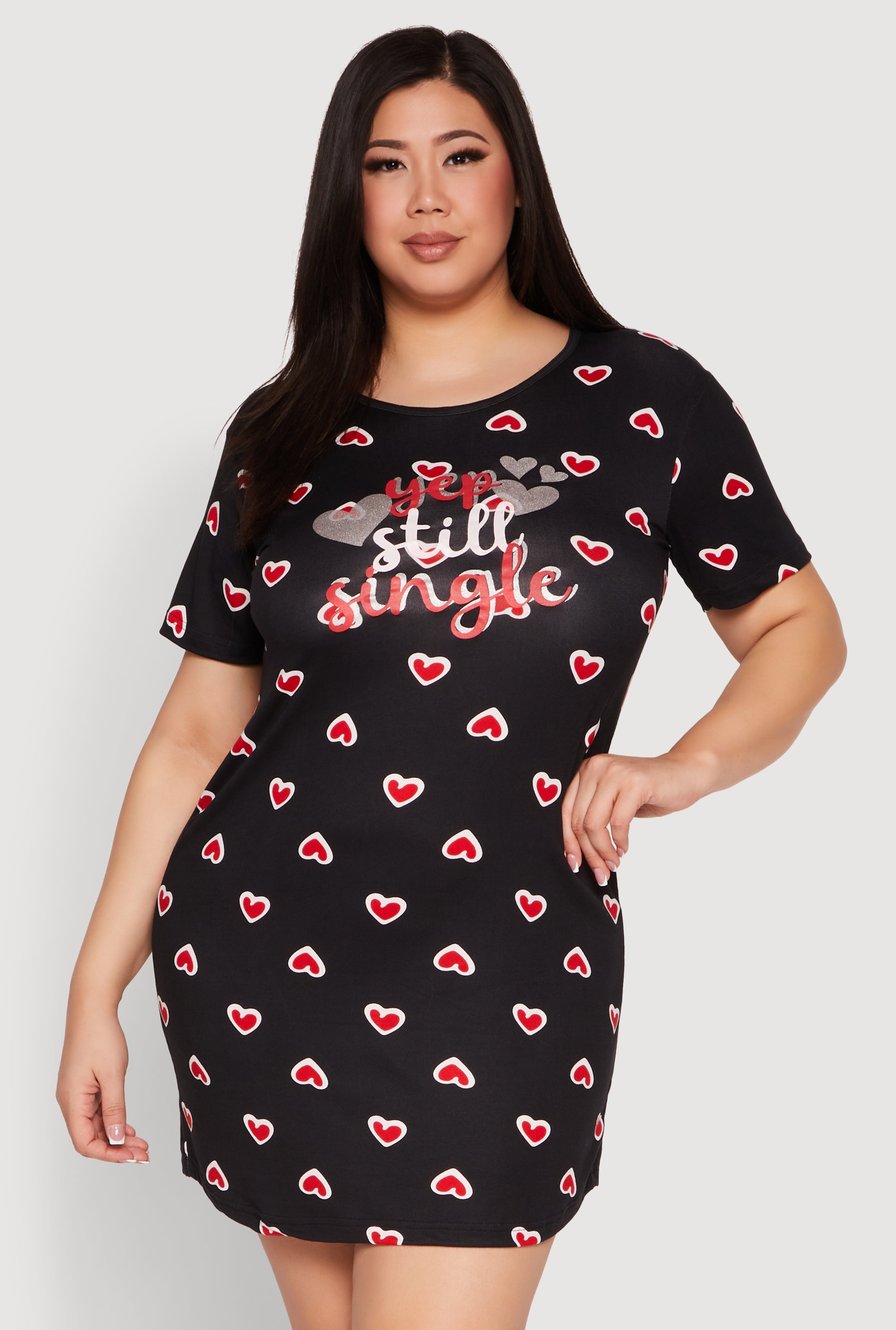 Plus Size Yep Still Single Graphic Nightgown