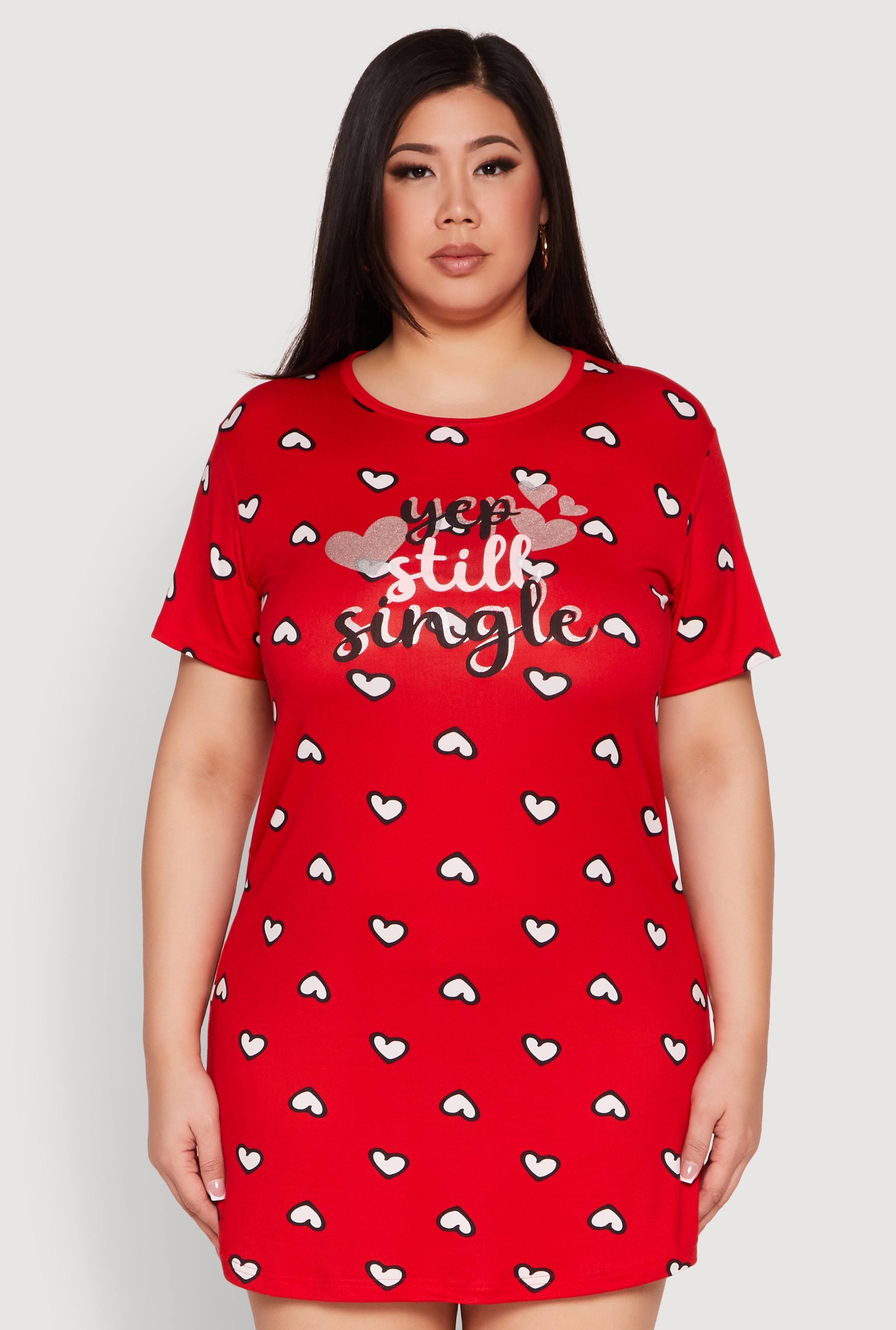 Plus Size Yep Still Single Graphic Nightgown