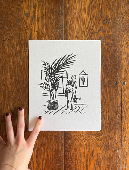 'Watering Day' Linocut Print