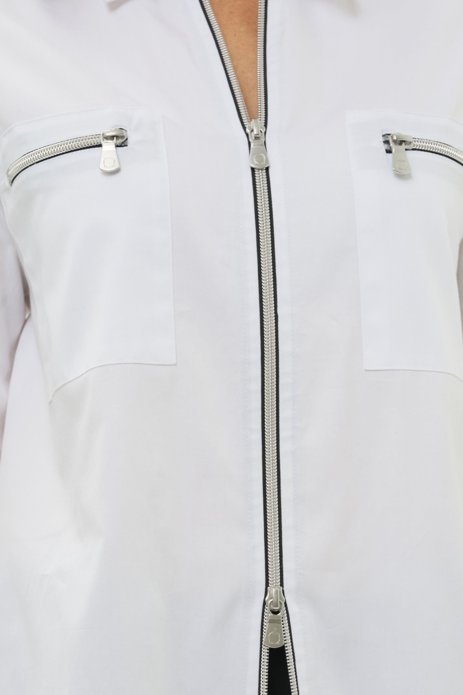 Kari Poplin Oversized Full Contrast Zip Collared Shirt