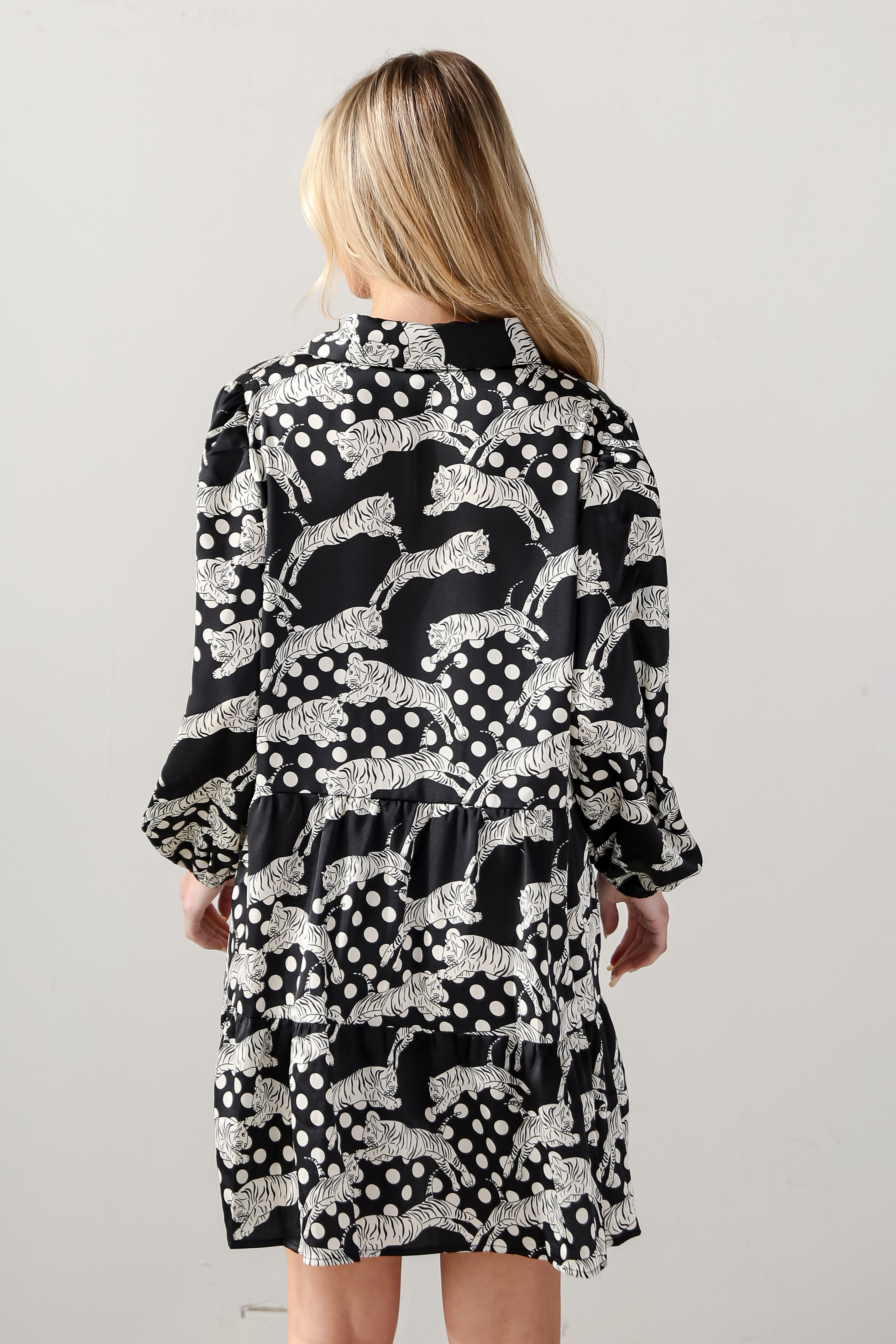 FINAL SALE - Style Spotting Black Tiger Mini Dress