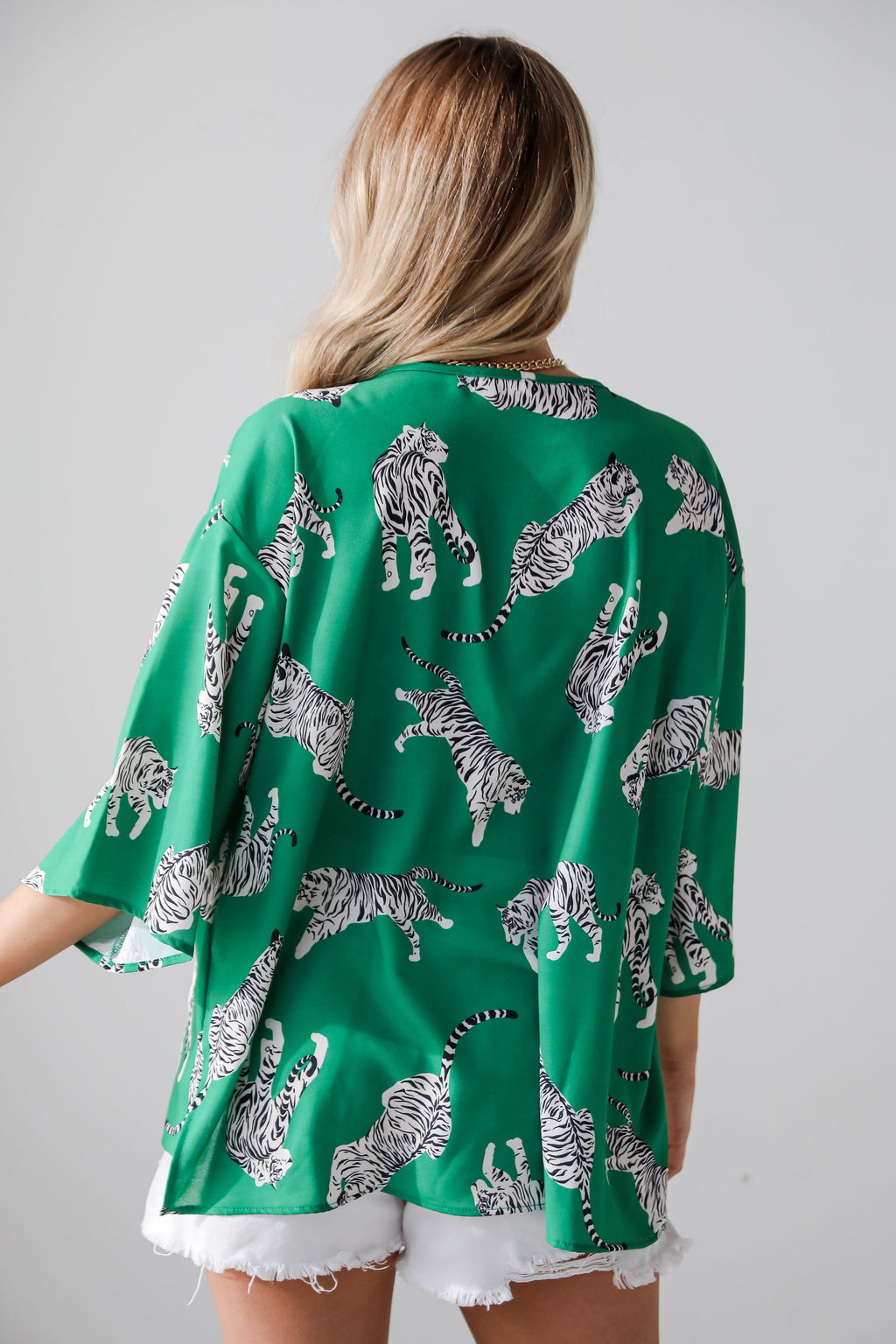 FINAL SALE - Untamed Cutie Green Tiger Print Blouse
